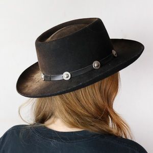 Vintage 70s Custom Reworked Landing  Western Cowboy Hat, size medium (fits S/M)